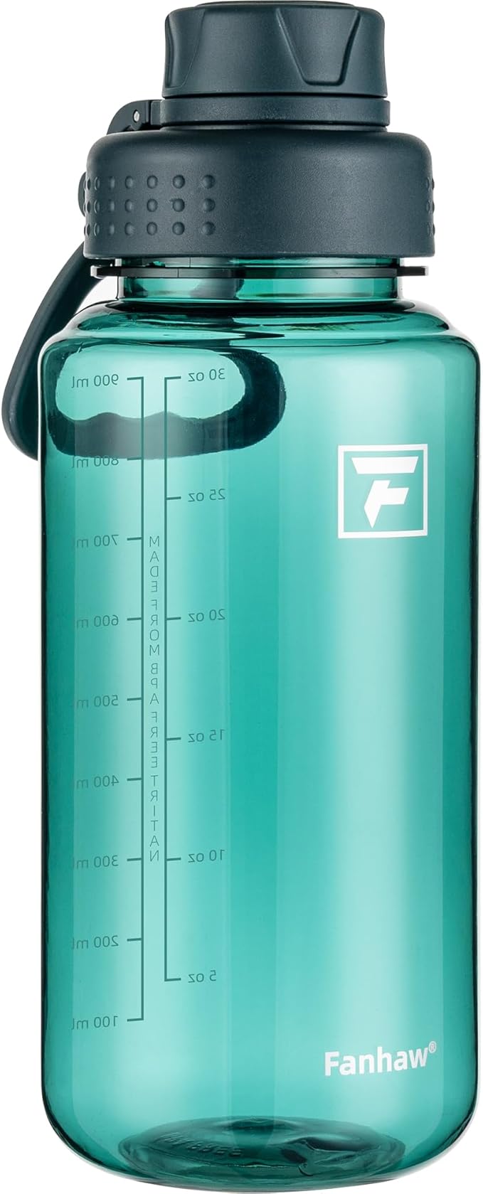 Fanhaw 32 oz Clear BPA-Free Tritan Water Bottle with Fast-Flow Spout Lid, Leakproof Wide-Mouth Reusable Bottle for Gym, School & Office (Dark Green)