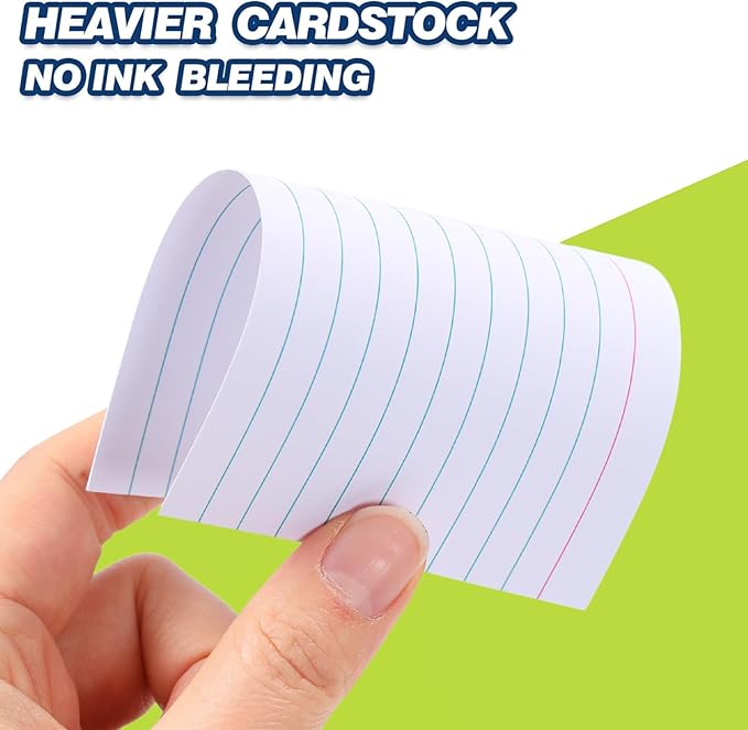 Extra Heavyweight 3x5 Inch Ruled Index Cards, Made of 92lb Weight Thick Paper Ruled Notecards, Double Sided Thick Flash Cards for Note-Taking, Studying, Ideal for School, Home and Office - 100 Count
