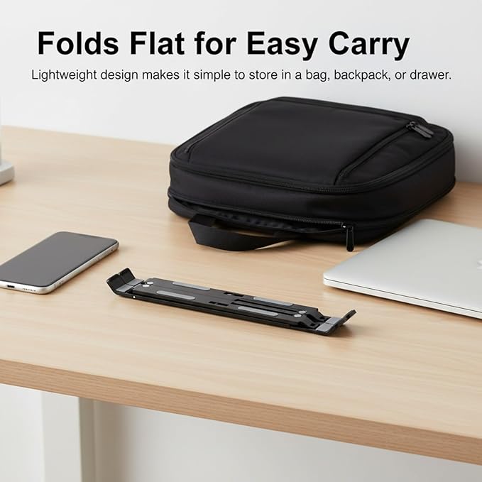 Foldable Laptop Stand, 7-Level Adjustable Aluminum Alloy Tablet Holder, Ultra-Thin Portable Notebook Riser for Desk, Office, Home, Travel (Black,Aluminum Alloy)