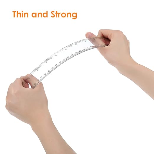 EBOOT 2 Pack Plastic Ruler Straight Ruler Plastic Measuring Tool for Student School Office (12 Inch)