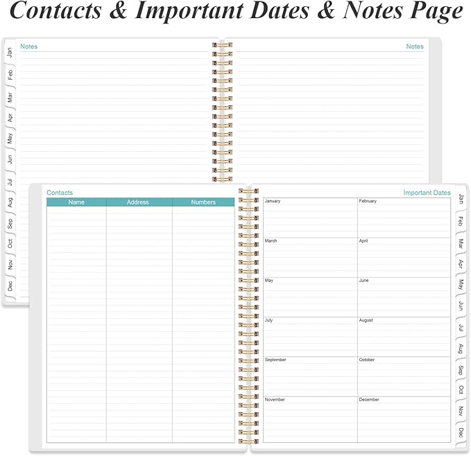 2026 Daily & Monthly Planner - One Page Per Day, Daily Planner from January 2026 - December 2026, Planner 2026 with 12 Monthly Tabs, 8.5" x 11", Flower-B