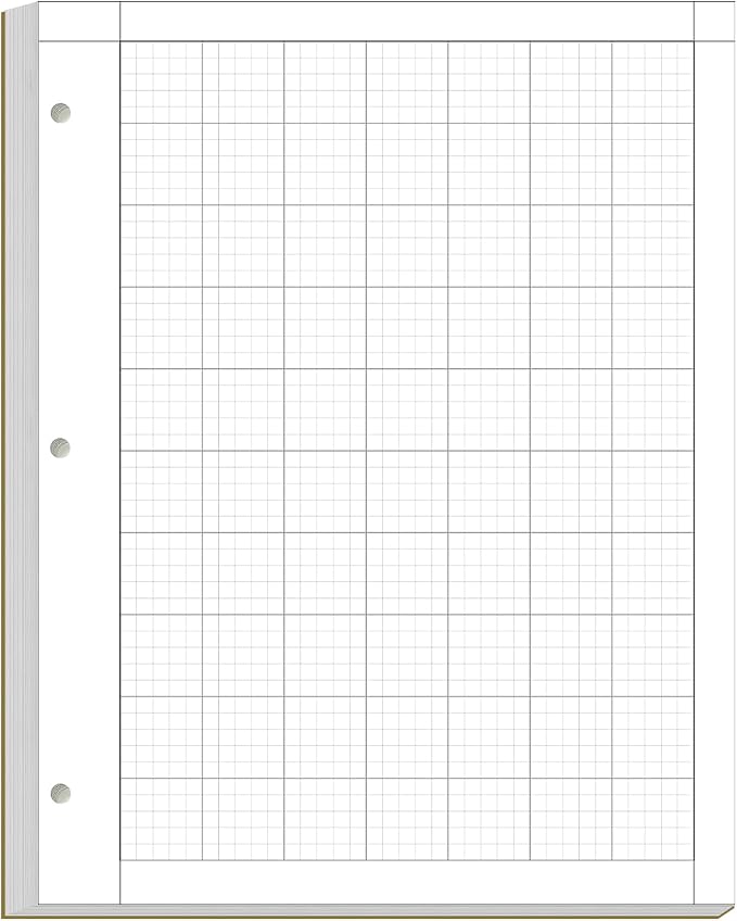 Yaridar Engineering Computation Pad - 50 Sheets/100 Pages Graph Paper, 5 x 5 Graph Rule on Back, 3-Hole Engineering Notebooks, 100 Gsm White Tint Paper, 8-1/2" x 11"