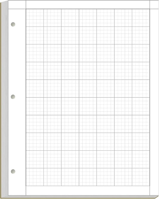 Yaridar Engineering Computation Pad - 50 Sheets/100 Pages Graph Paper, 5 x 5 Graph Rule on Back, 3-Hole Engineering Notebooks, 100 Gsm White Tint Paper, 8-1/2" x 11"