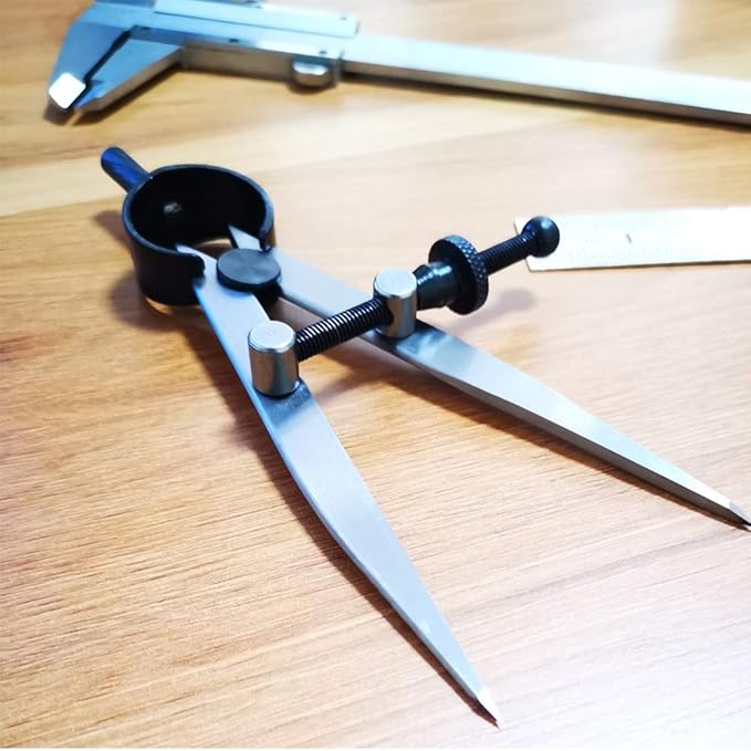 4 Inch Professional Leather Compass, Precision Spring Wing Divider/Scriber, Metal Compass for Woodworking, Metalworking