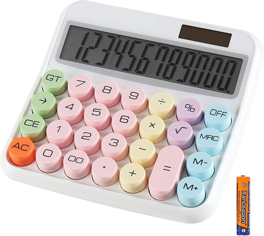 Large Computer Electronic Calculator Counter Solar & Battery Power 12 Digit Display Multi-Functional Big Button for Business Office School Calculating (HY-2278)