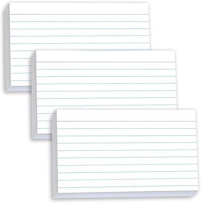 300 Pcs Pinovk Index Cards 3x5 Ruled - White Lined Flash Cards for Studying, Office & School Supplies