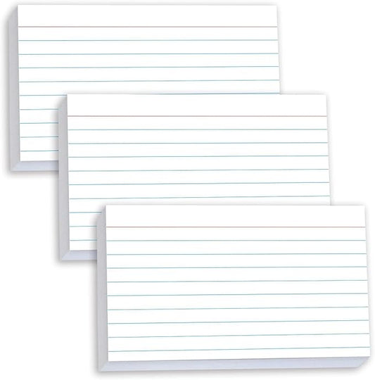 300 Pcs Pinovk Index Cards 3x5 Ruled - White Lined Flash Cards for Studying, Office & School Supplies