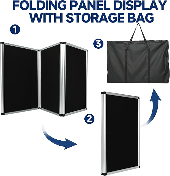 uyoyous 3 Panel Trade Show Presentation Board 70.8 x 35.4 inches Trifold Poster Board Double Sided Presentation Whiteboard Folding Display Panel for Science Fair, Trade Show Table Top