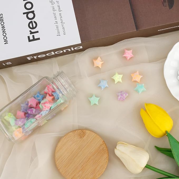 420 Sheets Star Origami Paper, 27 Colors, 8.26 x 0.39 Inches, Rectangular, Uncoated, Origami-Paper, Crafts