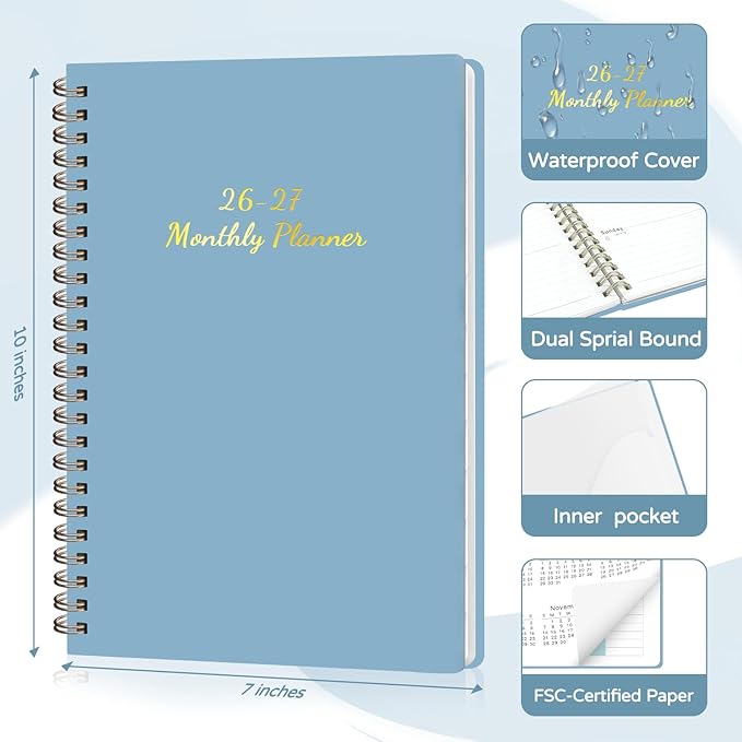 Monthly Planner 2026-2027, 2 Year Calendar 2026-2027 (Jan 2026 - Dec 2027), 7" x 10", 26-27 Monthly Calendar Planner, 24-Month Planning Book for Home School Office Supplies