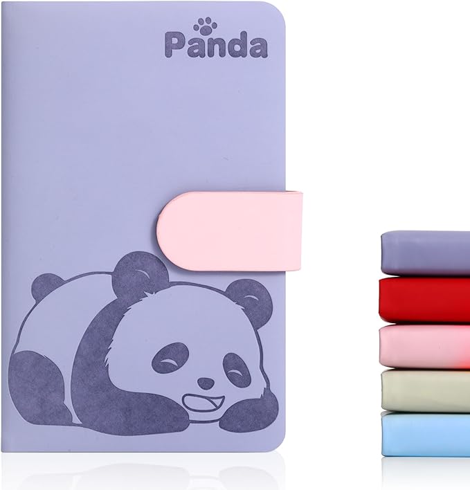BOBO RABBIT Blank Journal Small Pocket Leather Notebook No Lines for Drawing Plain Sketch Book Cute Cartoon Panda Unlined Journal for Travel Work School, 200 Pages, 3.7"X5.9"