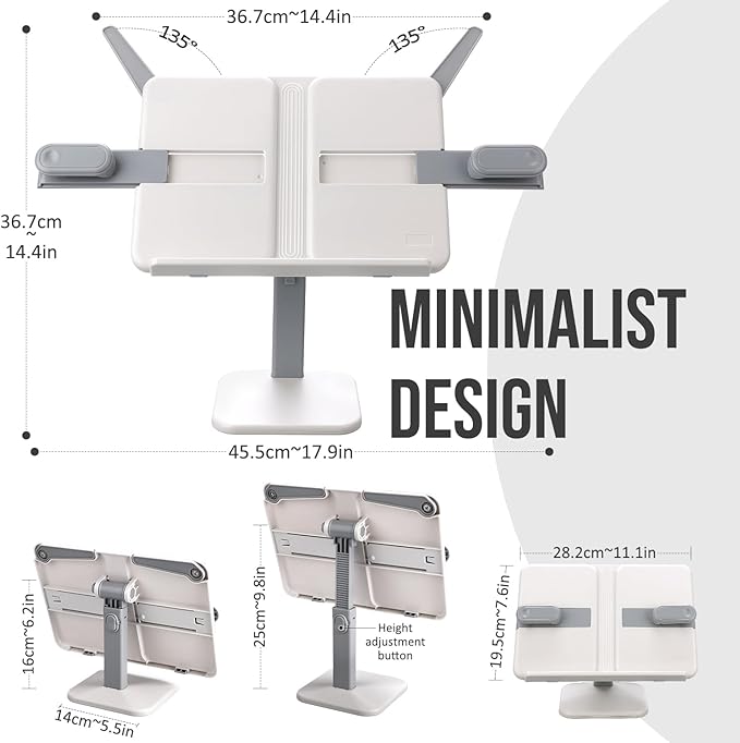 Tablet Stand Holder,Adjustable Foldable Lightweight iPad Laptop Book Stand for Desk,Monitor Holder Multi-Functional Rest Tray Recipes Textbook Cookbook Magazine Laptop Tablet DW (Grey)