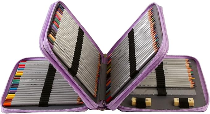 Portable Colored 120 Slots Pencil case Organizer with Printing Pattern for Watercolor Pens or Markers, Pencil Case Organizer for Artist