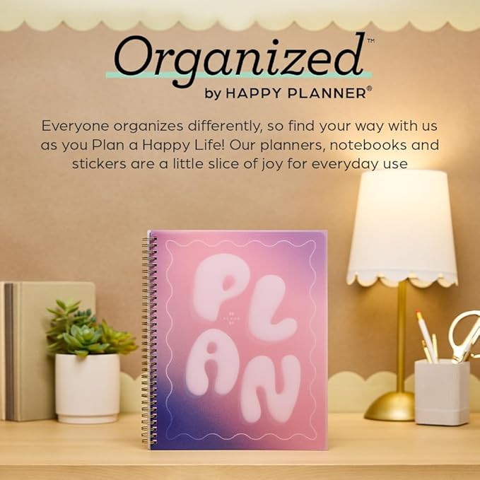 Organized by Happy Planner Twin-Loop Dated 12-Month July 2026–June 2027 Academic Planner, Big Size, 8.5" x 11", Academic Layout, Bold and Bubbly