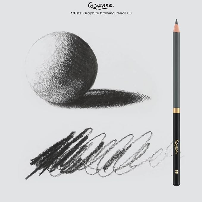 Cezanne Graphite Drawing Pencils Set - 8B, Set of 12 Break-Resistant Graphite Lead, Easy-to-Sharpen Sketch Pencils, Master Artist Quality Graphite Pencils for Technical and Artistic Drawing