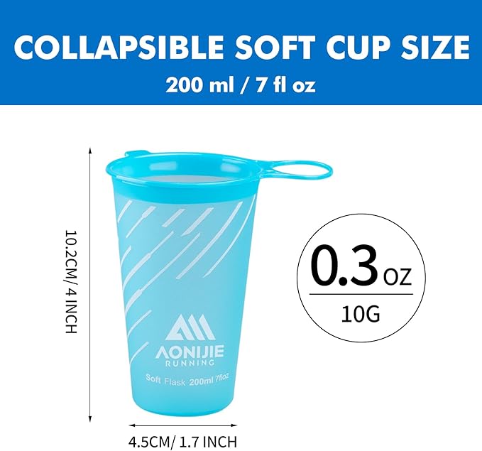 AONIJIE Collapsible Cup 200ml – Foldable Hiking Cup, Ultra Portable Soft Cup for Trail Running, Camping & Travel, Silicone Water Cup for Outdoor Hydration - Sea Blue