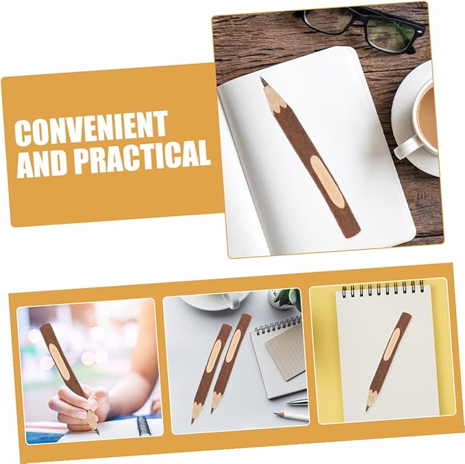 Wood Ballpoint Pens 17cm, 10pcs Small Natural Wooden Pens with Biodegradable Material, Convenient Writing Supply for Office and School Use