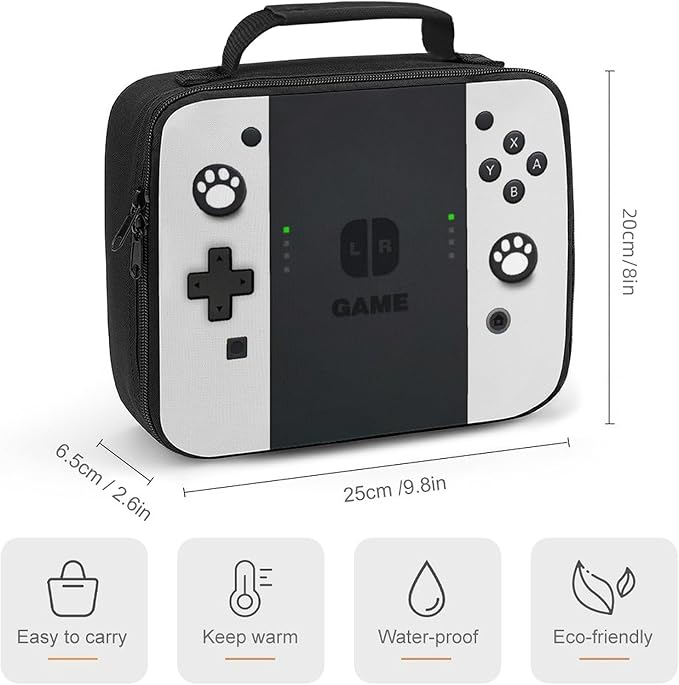Insulated Lunch Box for Boys Girls, Game Lunch Bag for School Work Office Travel Picnic Hiking Beach, Waterproof Leakproof Portable Fits Most Bento Boxes