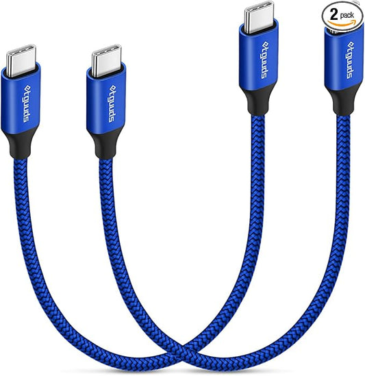 etguuds USB C to USB C Cable 1ft, 2-Pack 60W USBC to USBC Cord, Type C to C Charger Cable Fast Charging for iPhone 17 16 15 Pro Max Plus Air, Samsung Galaxy S25 S24 S23, for MacBook/iPad, Pixel