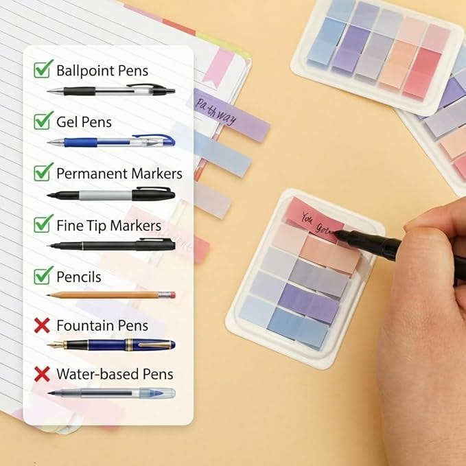 Mr. Pen- Transparent Sticky Notes Tabs, 600 pcs, Transparent Pop Up Writable Colored Book Index Tab, File Flags, Self Adhesive Divider Sticker for Notebook, Office, School, Teacher, Planner, Memo