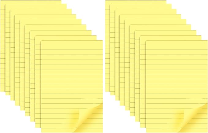 9 Pads Lined Sticky Notes 4x6 inch Post, Yellow, Clean Removal, Self-Stick Pads, Large Sticky Notes Easily Used for Home, Office, School, 40 Sheets/Pad (Pack of 2)