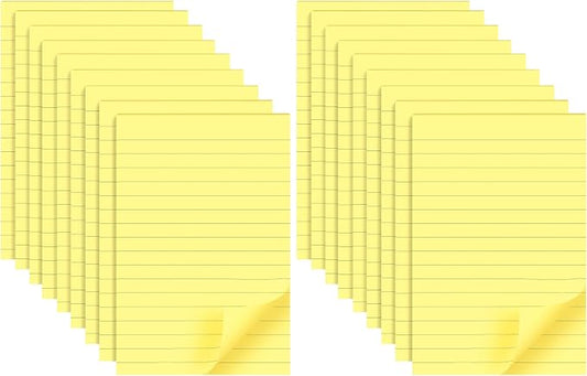 9 Pads Lined Sticky Notes 4x6 inch Post, Yellow, Clean Removal, Self-Stick Pads, Large Sticky Notes Easily Used for Home, Office, School, 40 Sheets/Pad (Pack of 2)