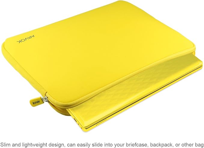 Arvok 11 11.6 12 Inch Laptop Sleeve Case for MacBook Air 12, Water-Resistant Neoprene Notebook Computer Tablet Sleeve, Carrying Bag Cover for Chromebook/HP/Dell/Lenovo/Asus/Acer, Yellow