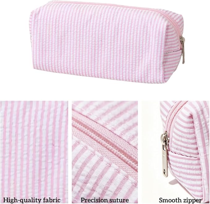 Pencil Case, Pencil Pouch for Women, Pencil Case Small, Pencil Pouch Aesthetic (Striped pink)