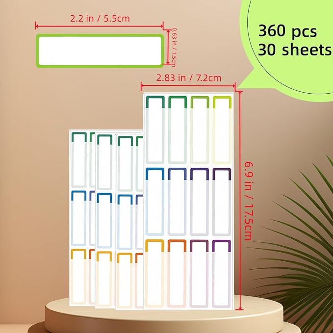 Waterproof Removable Name Labels, Colored Border Daycare Bottles Label 360, Self-Laminating Write-on Label Colorful Name Tags for Office, School Supplies, Home Storage Containers, Jars | Color Label Stickers Easy to Write-On for School Supplies, Office...