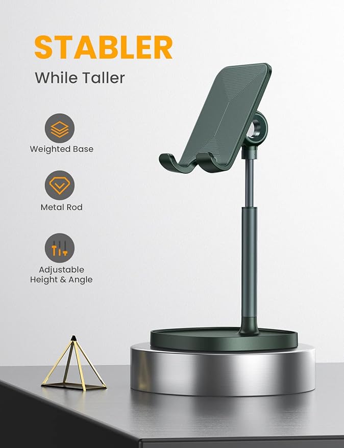 LISEN Green Office Accessories and Decor, Green Phone Stand Computer Office Fun Desk Accessories Bathroom Essentials Desk Accessories for Kindle Stand Moms Gift Birthday Decorations 4-10 inch