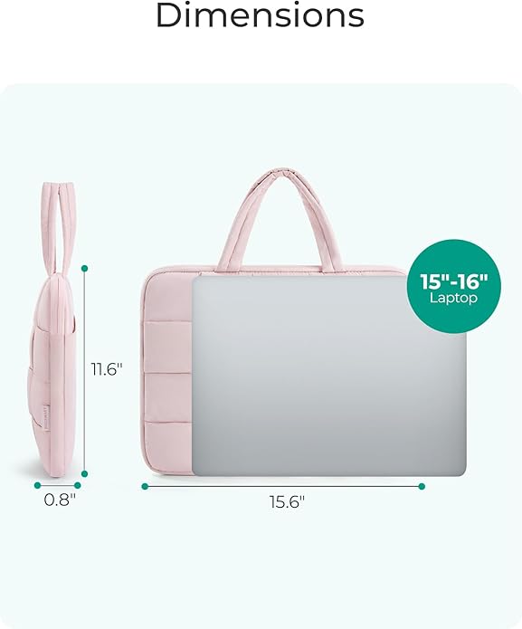 BAGSMART Laptop Case, Puffy Laptop Sleeve with Handle, Compatible with MacBook Air Pro, Laptop Bag for Women