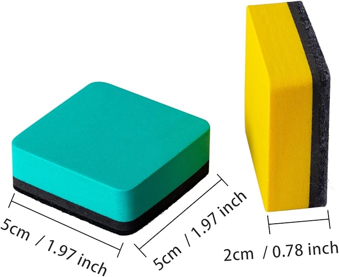 Favide 24 Pack Magnetic Whiteboard Dry Erase Erasers Chalkboard Cleansers for Classroom, Home and Office (Square, 4 Color)
