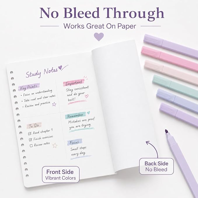 Pastel Highlighters, 12 Pcs Aesthetic No Bleed Bible Highlighters Set | Dual Tip Highlighter Set with Chisel and Fine Tips, for Journaling, Bible Study, Planner, Note Taking, School and Office