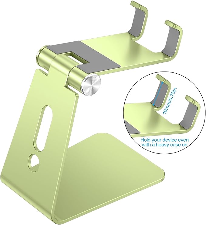 OMOTON Adjustable Cell Phone Stand, C2 Aluminum Desktop Phone Dock Holder Compatible with iPhone 15 14 13, SE, XR, 8 Plus 7 6, Samsung Galaxy, Google Pixel and More
