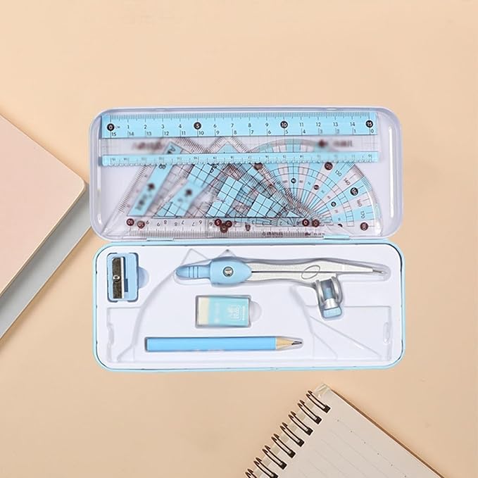 Compass Geometry Tool 8 Piece Compass Set Math Geometry Kit Student Supplies, Student Supplies Drawing Compasses, Protractor, Ruler, Pencil, Eraser Student Drafting Tools Geometry Tool Set (Color : B