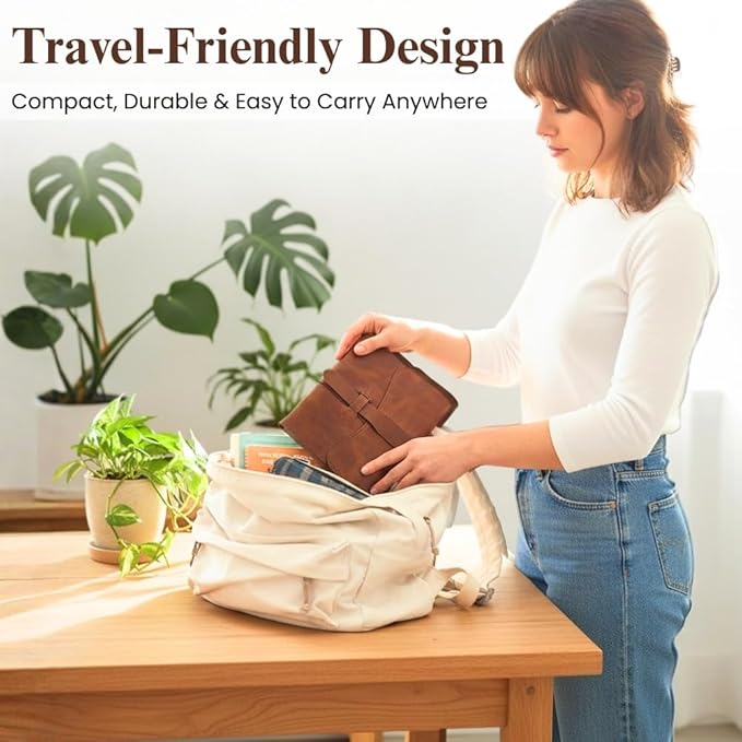 Leather Journal Writing Vintage Notebook 6x8 - Genuine Leather Bound Notebook Loop Strap Closure with 200 Pages 125 GSM Recycled Cotton Paper