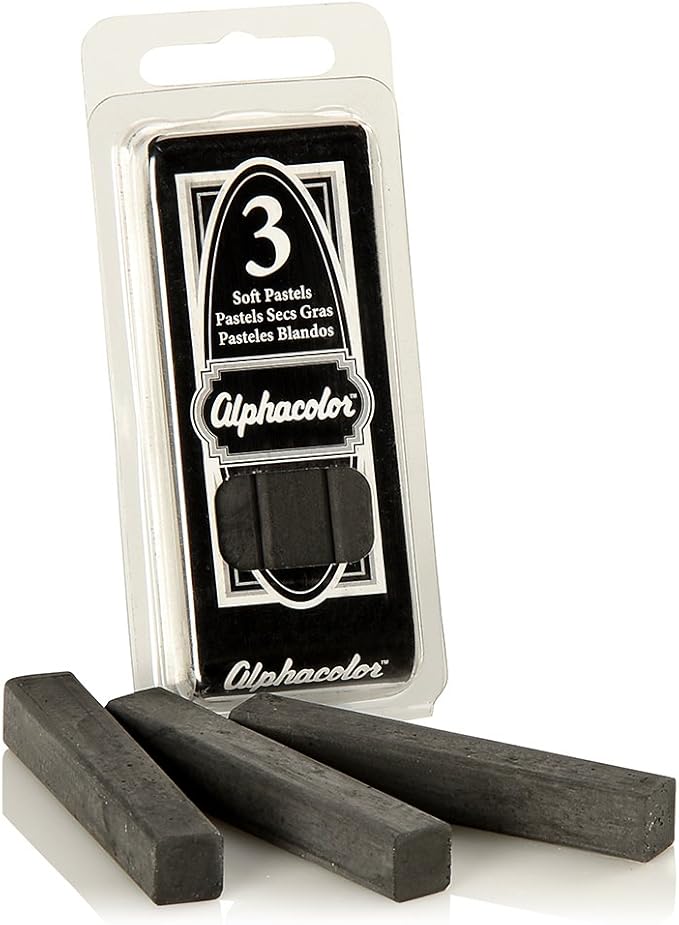 Derwent Alphacolor Soft Pastels, Charcoal, 3 Pastels per Pack (105C) (Pack of 2)