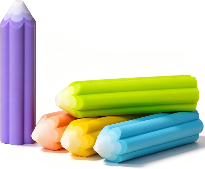 NUSIGN Pencil-Shaped Erasers, 5 Pack, Soft Multicolor TPE Erasers for Kids