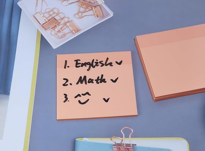 ONLYKXY 4 Pack Transparent Sticky Notes 3x3in Waterproof Self-Stick Book Tabs 200 Sheets PET Markers Sticky Notes Pad (Light Pink)