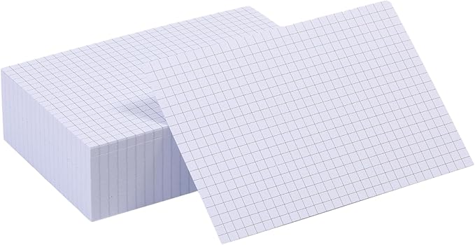 Extra Heavyweight Grid Index Cards 4x6 Inch 92lb Weight Double Sided Graph Ruled Notecards Thick Flash Cards for Note-Taking, Studying, and Organization, Ideal for School, Home and Office - 50 Count