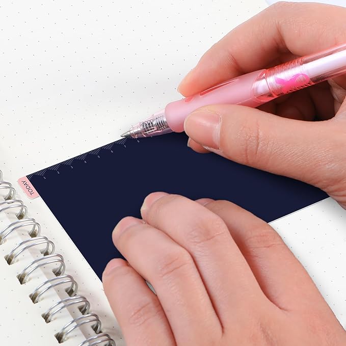 Thenshop 5 Pack Weeks Navy x Pink Pencil Board Reusable Notebook Accessory, Flexibility Layout Grids with Ruler Scale