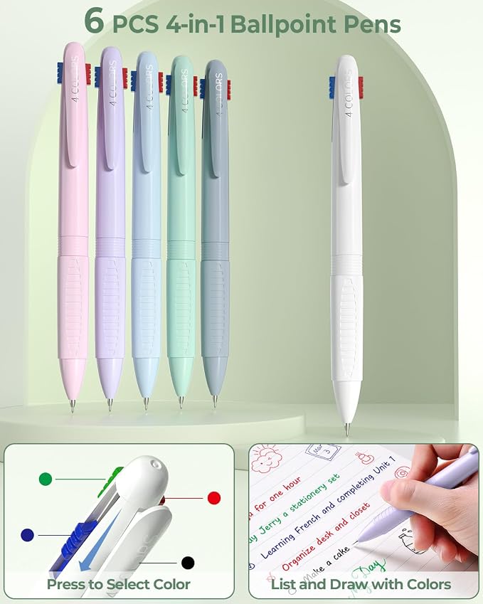 Four Candies 56PCS School Supplies with Pencil Case, Stationery Set, Green | 6 Multicolor Pens, 12 Pastel Highlighters, 5 Gel Pens, 9 Mechanical Pencils, Back to School, College Essentials for Students