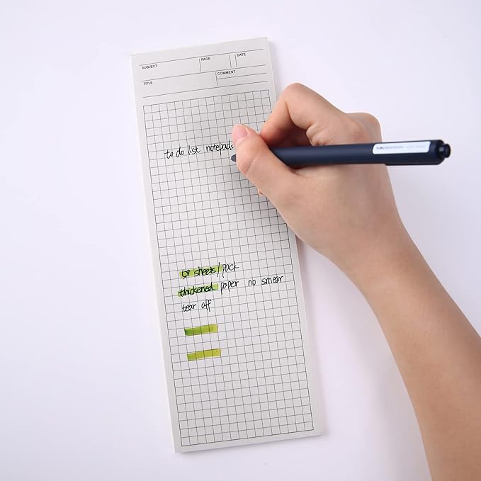 GINCEVHY 4 Pack Graph Paper Notebook, 9.8 × 3.5 inches Long Strip Notepad, Personalized Memo Pads for Planning, Tasks, Appointments, Reminders, Home, Office, 50 Sheets Per Note Pads (Grid)