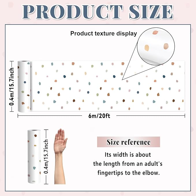 Colorful Boho Polka Dot Bulletin Board Roll Non-Woven Fabric 15.7" x40ft