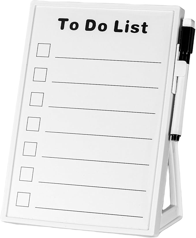 Desktop Dry Erase Board, Small Whiteboard with Stand, A5 Size 8.3 x 5.8 Inches with A Dry Erase Marker, Detachable Stand & to Do List Card (A5)