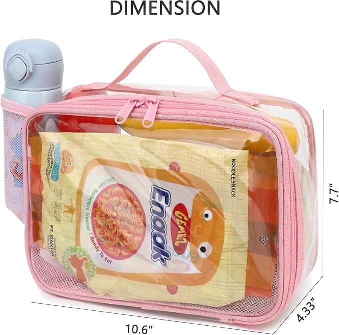 GYEUKHAM Insulated Lunch Box for School, Thermal Reusable Durable Freezable Lunch Bags for Kids Boys Girls Men Women - Small Soft Cooler Portable Lunch Tote Kit for Work Picnic Travel,Clear Pink