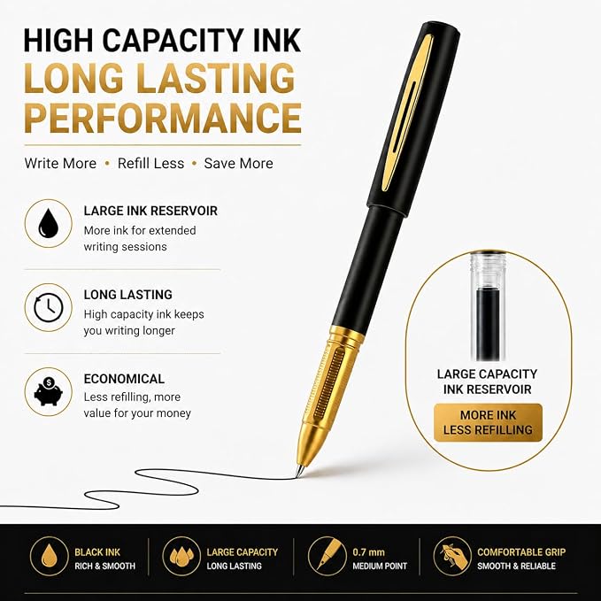 30ct Black Gel Pens 0.7mm Medium Point Smooth Writing Bulk Set | Premium smooth writing, quick-dry smudge-resistant black ink, ergonomic grip, 30-pack for school, office and notes