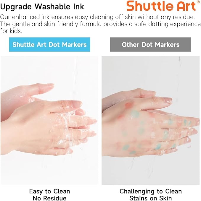 Shuttle Art Washable Dot Markers 26 Colors with Free Activity Book, Fun Art Supplies for Kids Toddlers and Preschoolers, Non Toxic Water-Based Paint Daubers, Dot Art Markers