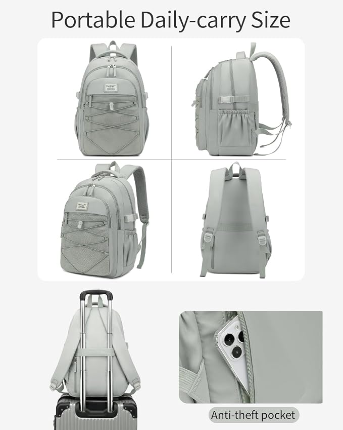 Teen Backpack for Girls, Women Bookbag for College Students Middle High School, Aesthetic Schoolbag Back Pack, Green