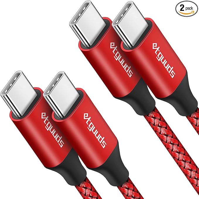 etguuds USB C to USB C Cable 3ft, 2-Pack 60W USBC to USBC Cord, Type C to C Charger Cable Fast Charging for iPhone 17 16 15 Pro Max Plus Air, Samsung Galaxy S25 S24 S23, for MacBook/iPad, Pixel